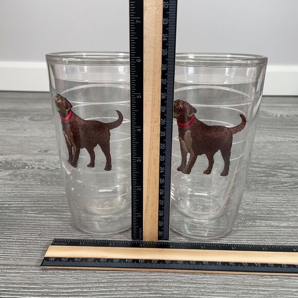 Two Tervis 16oz Clear Tumblers Cups Brown Chocolate Labrador Retriever Dogs - Picture 8 of 8